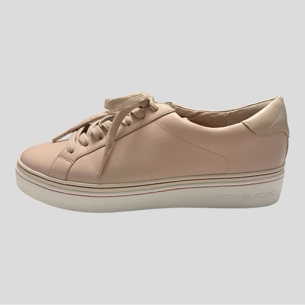 MICHAEL KORS BLUSH PINK LEATHER LACE UP SNEAKERS SIZE 10 - Picture 4 of 14